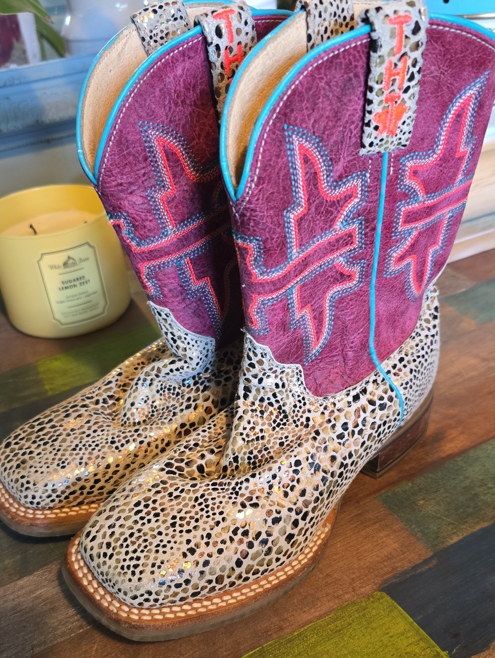Leopard Print and Magenta Western Cowboy Boots